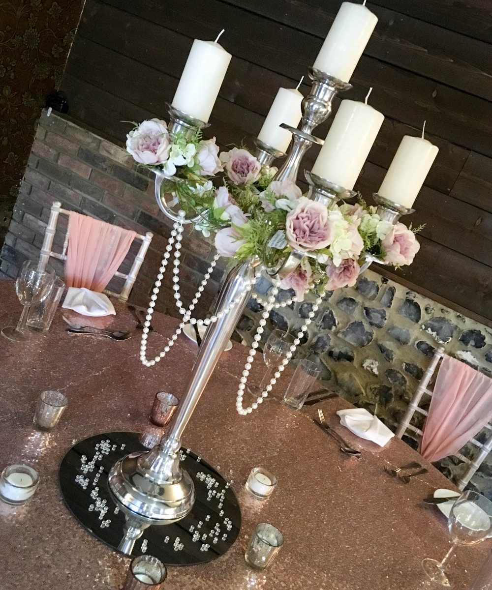 wedding candelarbra blush pink
