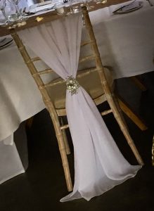 White chiavari chair drape