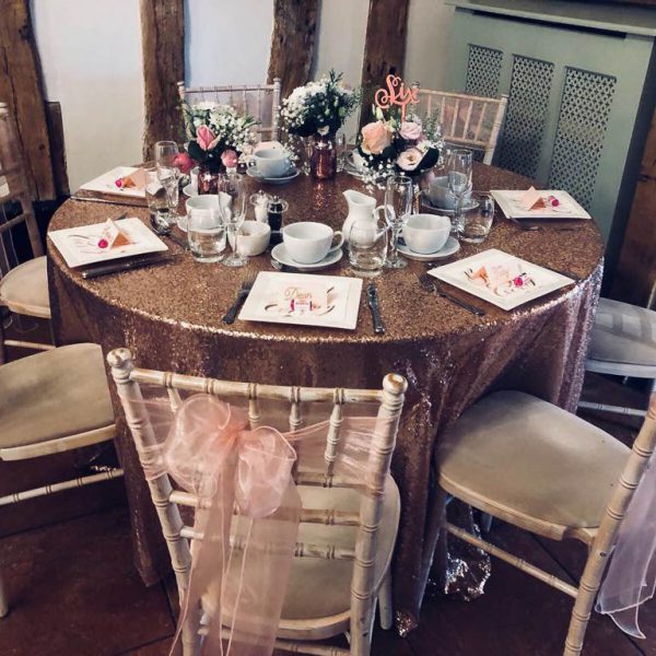 Sequin Tablecloth Hire in Essex Elf Occasions Venue Styling
