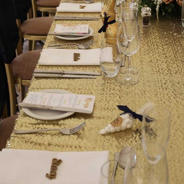 Sequin Tablecloth Hire in Essex Elf Occasions Venue Styling