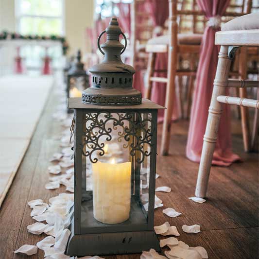 wedding ceremony decor grey lanterns